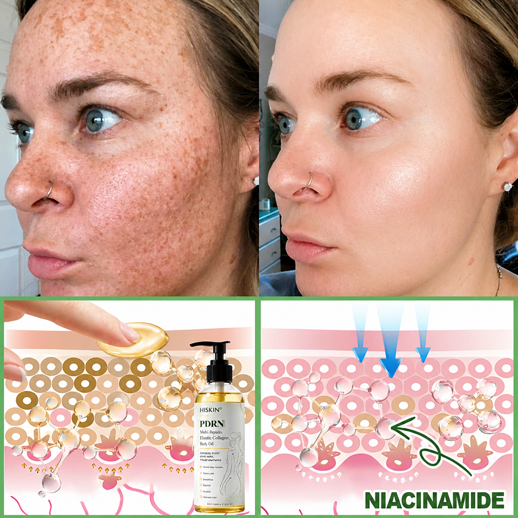 FDA Official: HISKIN® PDRN Multi-Peptide Firming Collagen Body Oil- Anti-aging, Hydrating, Skin Firming & Lifting, Skin Repair, Even Tone, Acne and Dark Spot Treatment, Wart and Mole Removal, and Psoriasis Relief.